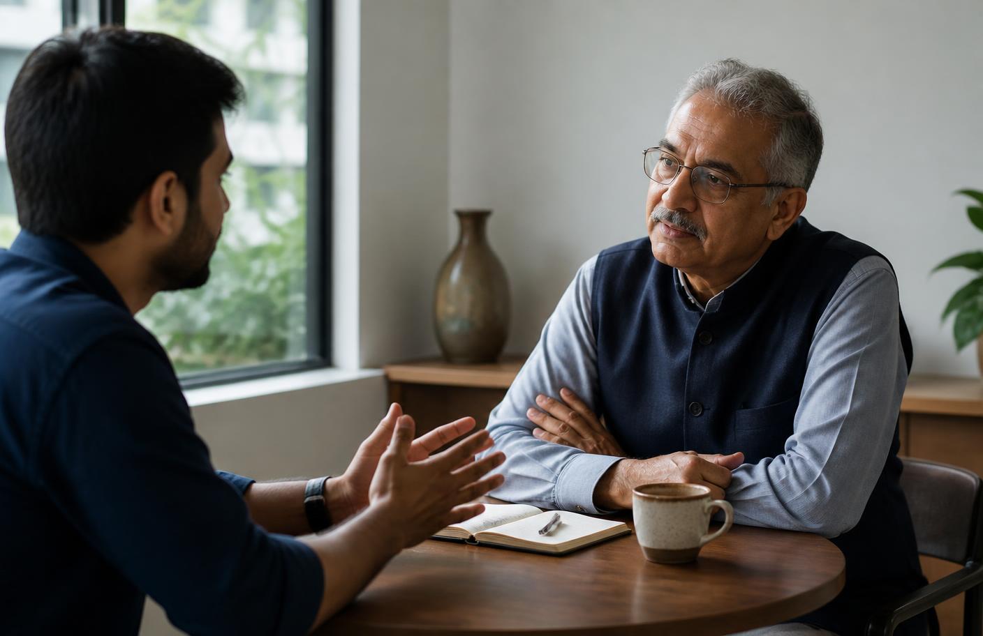 A career mentoring conversation between a mentor and a candidate