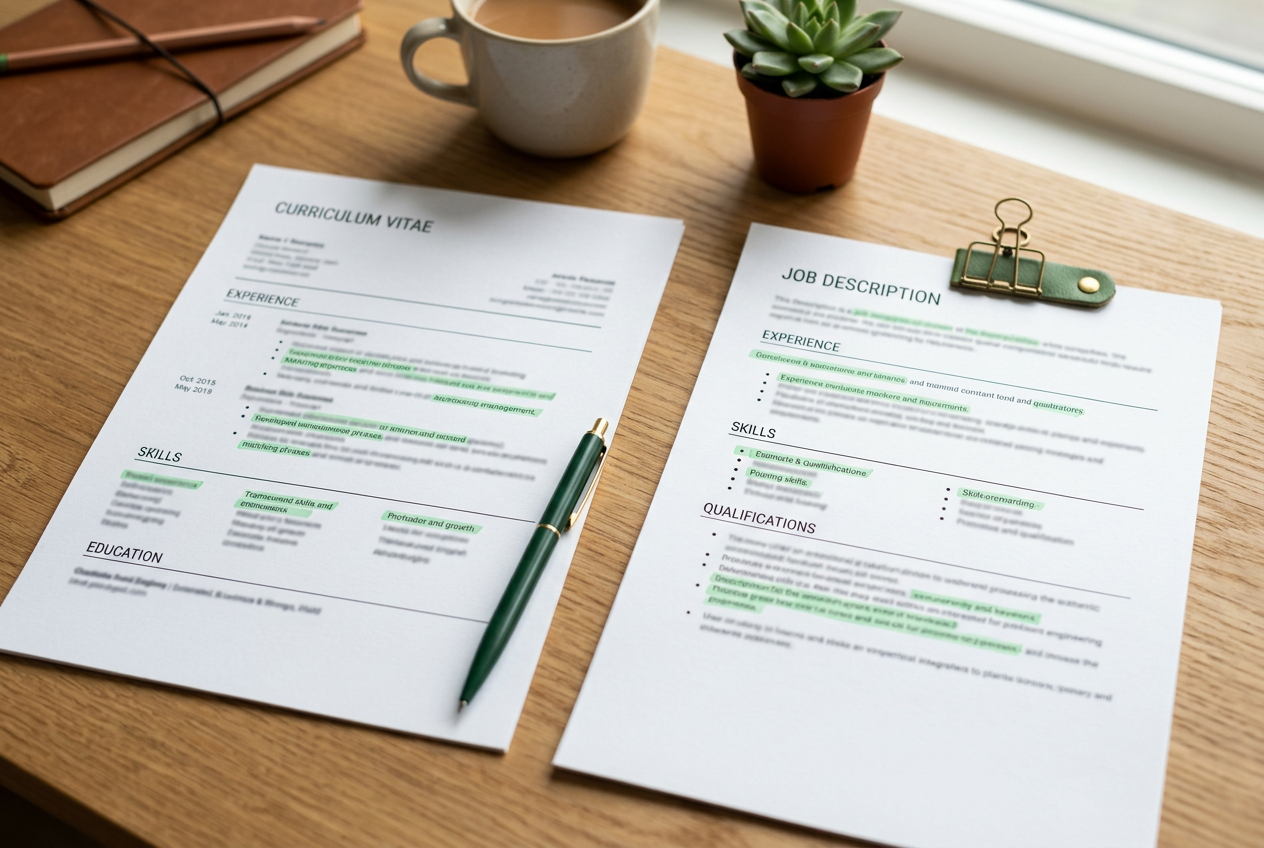A resume and job description compared side by side